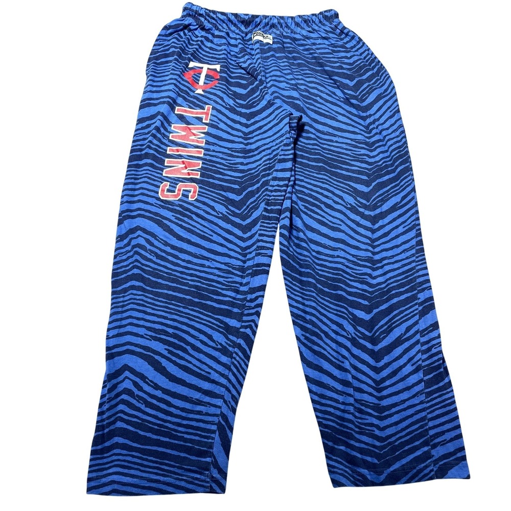 Minnesota Twins Pants Mens Large Blue MLB Baseball Zubaz Zebra Print Lounge